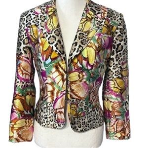 100% Silk Alberto Makali Butterfly Floral Leopard Vintage
Blazer Jacket Designer